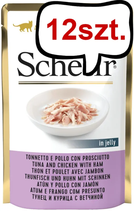 Schesir Adult Tuna&Chicken with Ham in Jelly Mokra Karma dla kota op. 50g Pakiet 12szt. Okazja