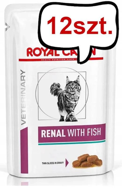 Royal Canin Vet Renal with Fish Mokra Karma dla kota op. 85g Pakiet 12szt. Łatwy zwrot