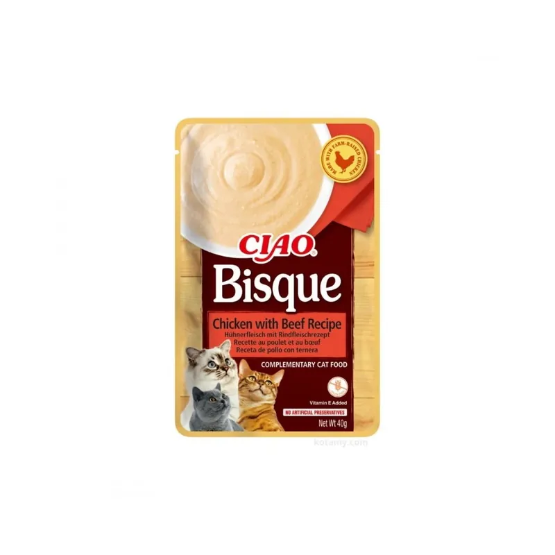 Darmowy zwrot INABA CIAO BISQUE CHICKEN WITH BEEF RECIPE 40g