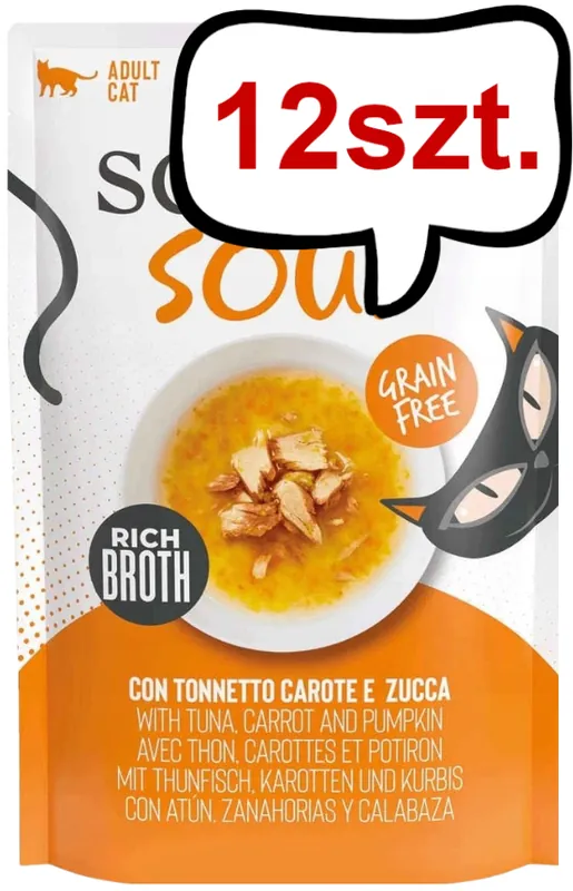 Oferta limitowana Schesir Soup with Tuna&Carrot&Pumpkin Mokra Karma dla kota op. 40g Pakiet 12szt.