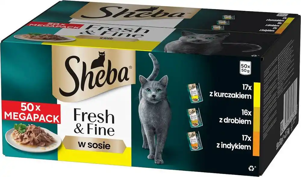 Sheba Fresh&Fine Adult Drobiowe smaki w sosie Mokra karma dla kota op. 50x50g Ekspresowa dostawa