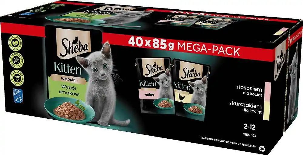 Sheba KITTEN Wybór Smaków w sosie Mokra Karma dla kociąt op. 40x85g Premium