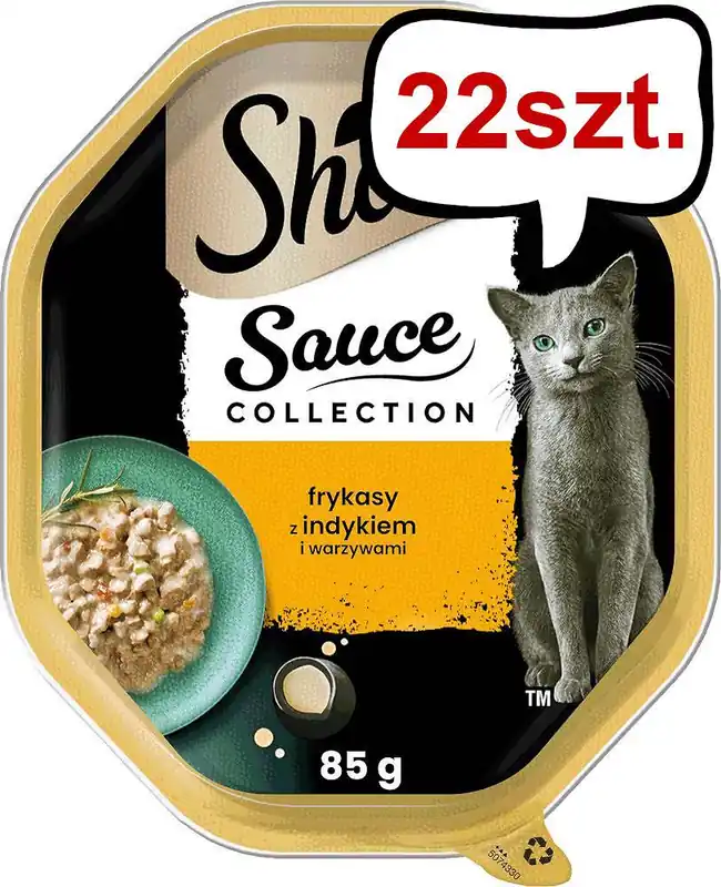 Sheba Sauce Collection Frykasy z Indykiem i warzywami Mokra Karma dla kota op. 85g Pakiet 22szt Nie przegap