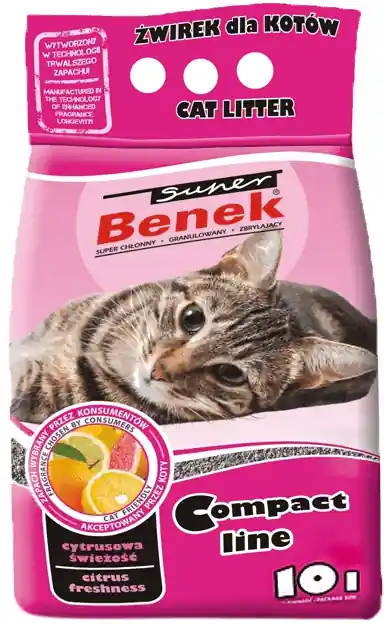 Wybór klientów Super Benek Żwirek bentonitowy Compact Active Cytrusowa Świeżość dla kota poj. 10l WYPRZEDAŻ