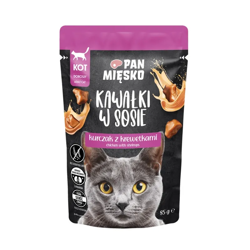 Pan Mięsko Kawałki w sosie Kurczak z krewetkami 85 g (Karma mokra dla kota) Tylko dziś