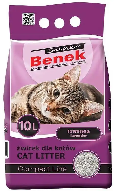Hit sprzedaży Super Benek Żwirek bentonitowy Compact zapach lawenda dla kota poj. 10l