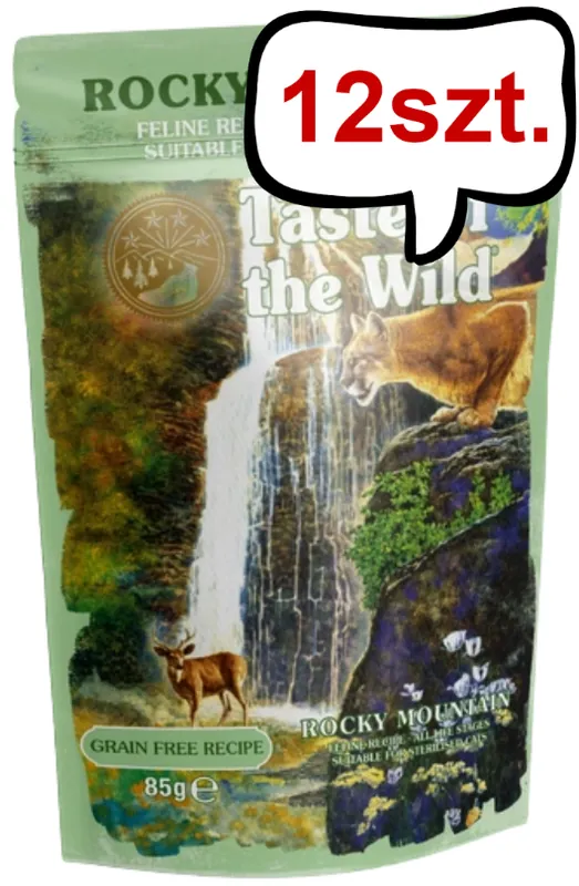 Łatwy zwrot Taste of the Wild Rocky Mountain Mokra Karma dla kota op. 85g Pakiet 12szt.
