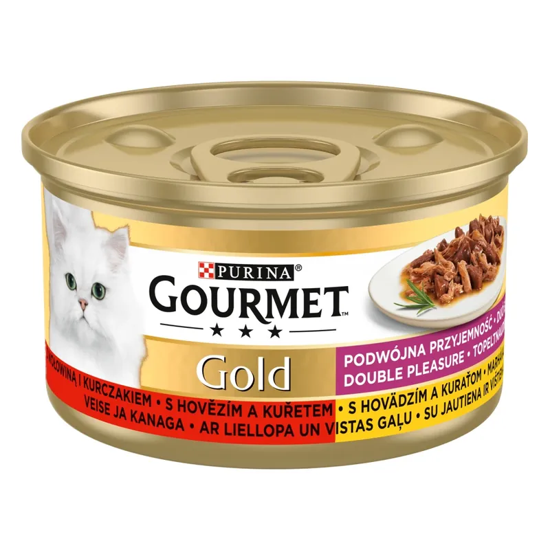 Hit cenowy Gourmet® GOLD Podwójna przyjemność z wołowiną i kurczakiem 85 g (karma mokra dla kota)