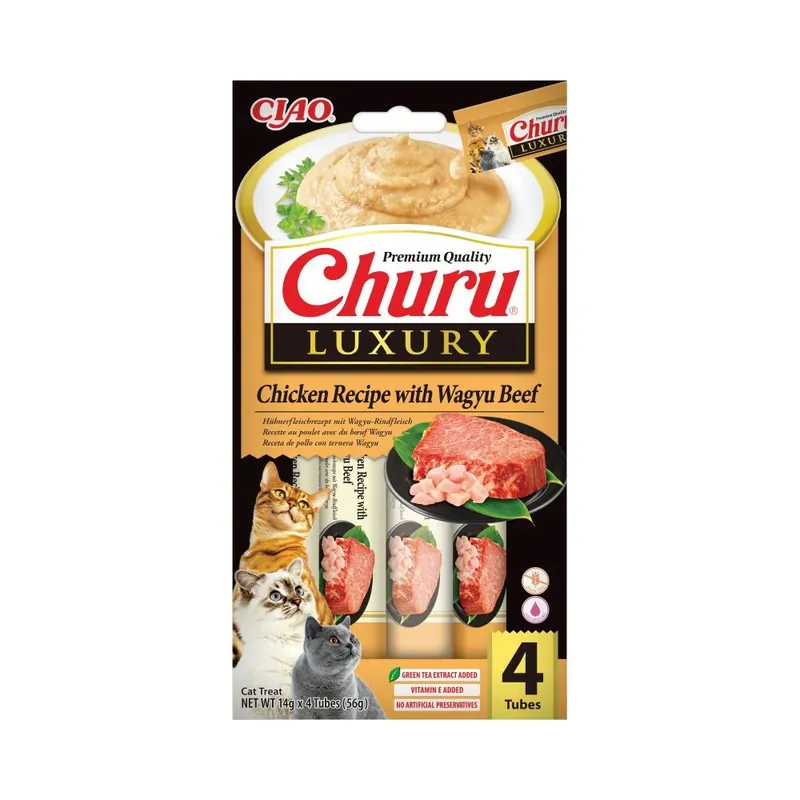 Ciao Inaba Cat Churu Luxury Kurczak z wołowiną Wagyu 4x14g (56g) przysmak dla kota Oferta