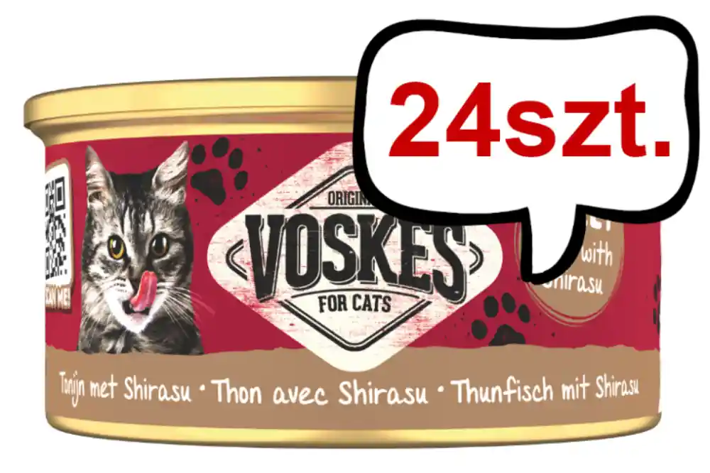 Voskes Original Jelly Tuna with Shirasu Mokra Karma dla kota op. 85g Pakiet 24szt. Popularny