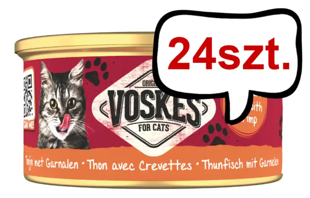Oferta limitowana Voskes Original Jelly Tuna with Shrimp Mokra Karma dla kota op. 85g Pakiet 24szt.