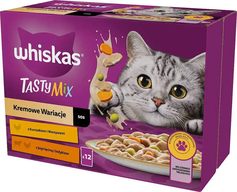 Nowość Whiskas Adult Kremowe Wariacje w sosie Mokra Karma dla kota op. 12x85g