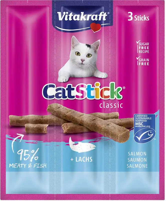 Bezpieczne zakupy Vitakraft Kabanosy Cat Stick Mini łosoś dla kota op. 3szt.