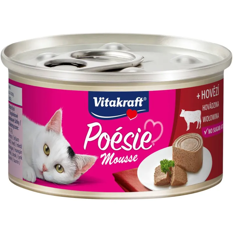 Wysoka jakość Vitakraft Poesie Mousse z wołowiną Mokra karma dla kota op. 85g