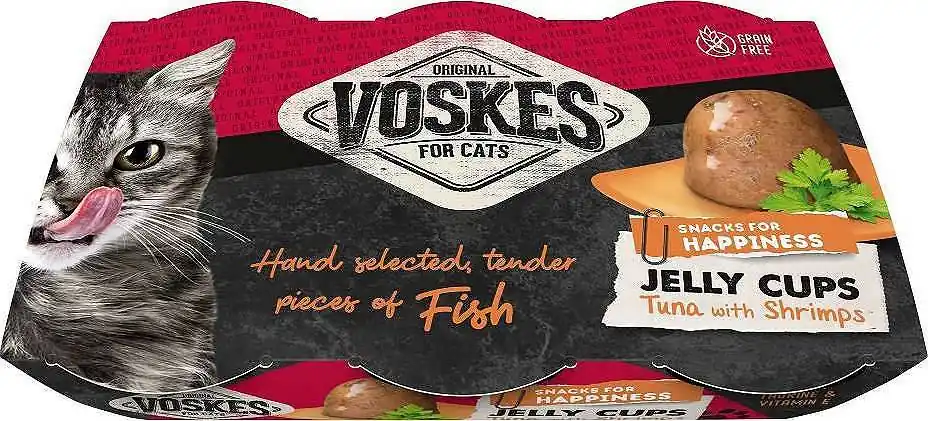 Nowy Voskes Original Jelly Cups Tuna&Shrimps (Tuńczyk&Krewetki) Przysmak dla kota op. 6x25g