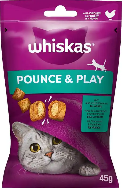 Premium Whiskas Przysmak Pounce&Play Energia i Witalność dla kota op. 45g WYPRZEDAŻ