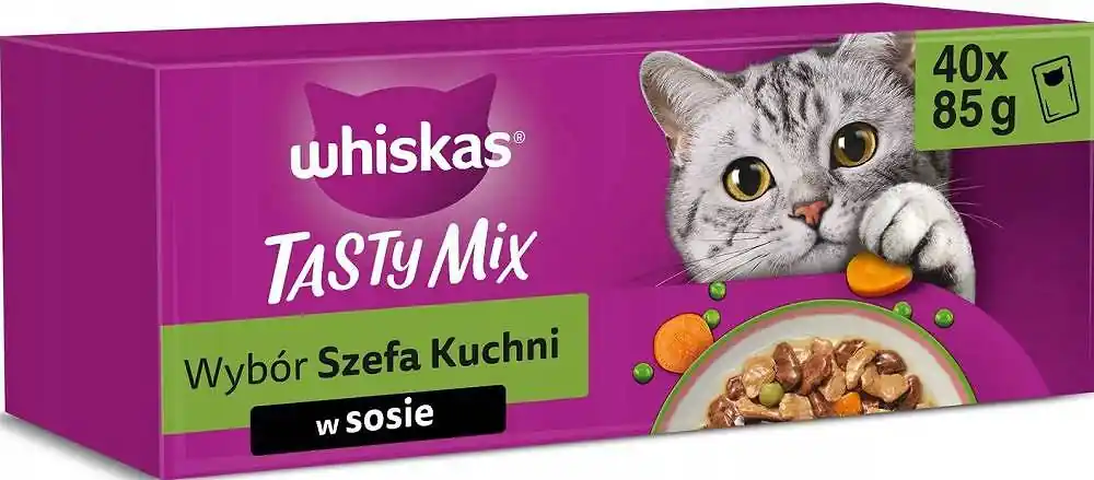 Darmowy zwrot Whiskas Wybówr Szefa Kuchni w sosie Mokra Karma dla kota op. 40x85g