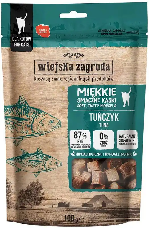 Zamów dziś Wiejska Zagroda Przysmaki Miękkie Kąski Tuńczyk dla kota op. 100g