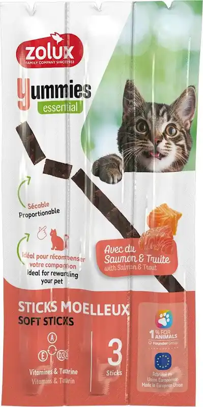Premium Zolux Kabanosy Yummies Łosoś z pstrągiem dla kota op. 3x5g