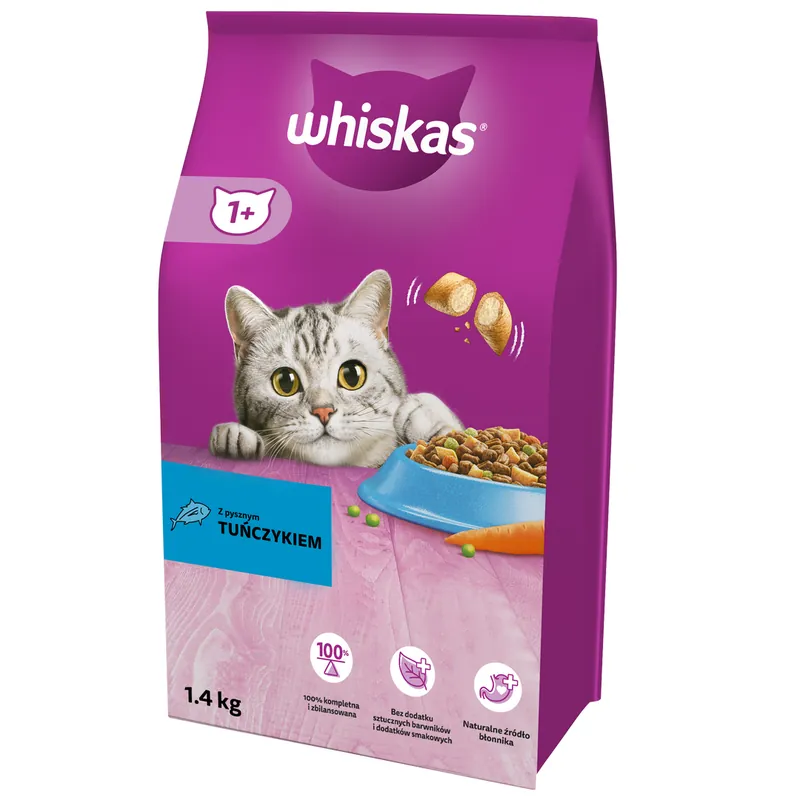 Whiskas Adult 1,4kg Sucha Karma Pełnoporcjowa Dla Dorosłych Kotów Z Tuńczykiem Szybka wysyłka