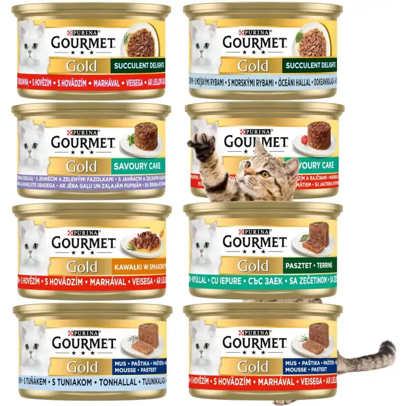 Purina Gourmet Gold Mix 8 Smaków Bez Drobiu Karma Dla Kotów W Sosie Pasztecie i Musie 8x85g Popularny