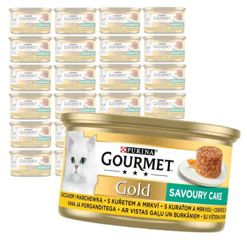 Purina Gourmet Gold z Kurczakiem i Marchewką 24x85g Mokra Karma Dla Kota Savoury Cake Nie przegap