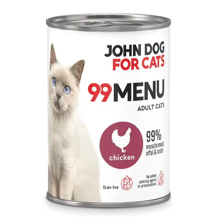 Super okazja John Dog for Cats 99 Menu Mokra Karma Dla Dorosłych Kotów Z Kurczakiem 400g
