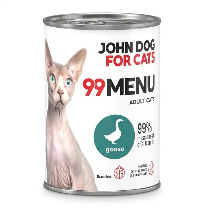 John Dog for Cats 99 Menu Mokra Karma Dla Dorosłych Kotów Z Gęsią 400g Cena promocyjna