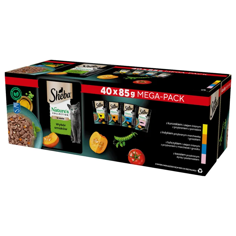 Sheba 40x85g Nature’s Collection Wybór Smaków Mokra Karma Dla Dorosłych Kotów W Sosie 4 Smaki Dodaj do koszyka