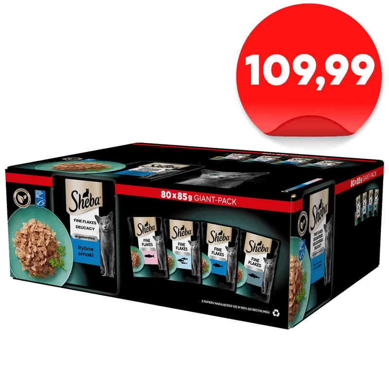 Tylko dziś SHEBA Saszetki 80x85g Delicacy Rybne Smaki Mokra Karma Dla Dorosłych Kotów w Galaretce