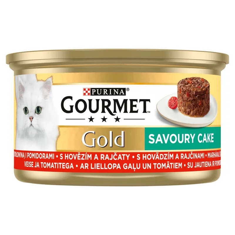 Nie przegap Purina Gourmet Gold z Wołowiną i Pomidorami 85g Mokra Karma Dla Kota Savoury Cake