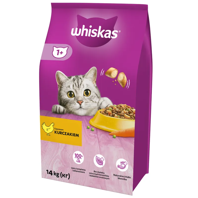Whiskas Adult z Kurczakiem 14kg Sucha Karma Dla Kotów Dorosłych Okazja