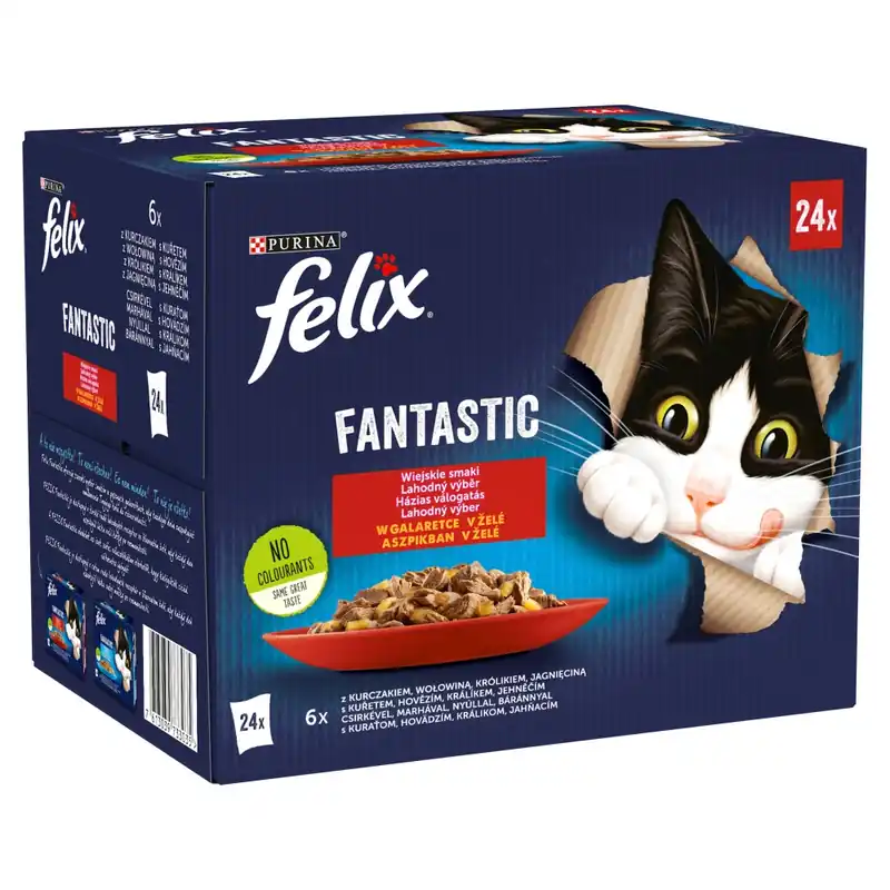 Felix Fantastic Karma Dla Kotów Wiejskie Smaki W Galaretce 2,04kg (24x85g) Wołowina Kurczak Jagnięcina Królik Wyjątkowa oferta