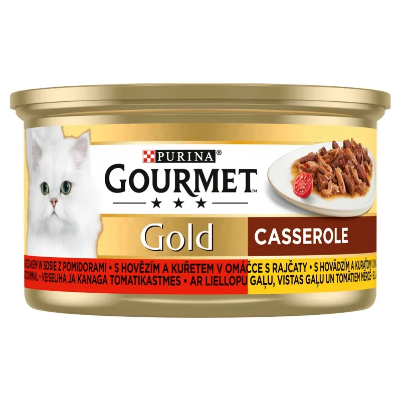 Hit cenowy Purina Gourmet Gold Karma Dla Kotów Casserole Z Wołowiną I Kurczakiem W Sosie Z Pomidorami 85g
