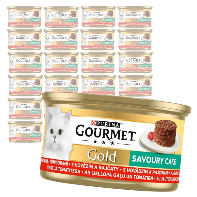 Nie przegap Purina Gourmet Gold z Wołowiną i Pomidorami 24x85g Mokra Karma Dla Kota Savoury Cake