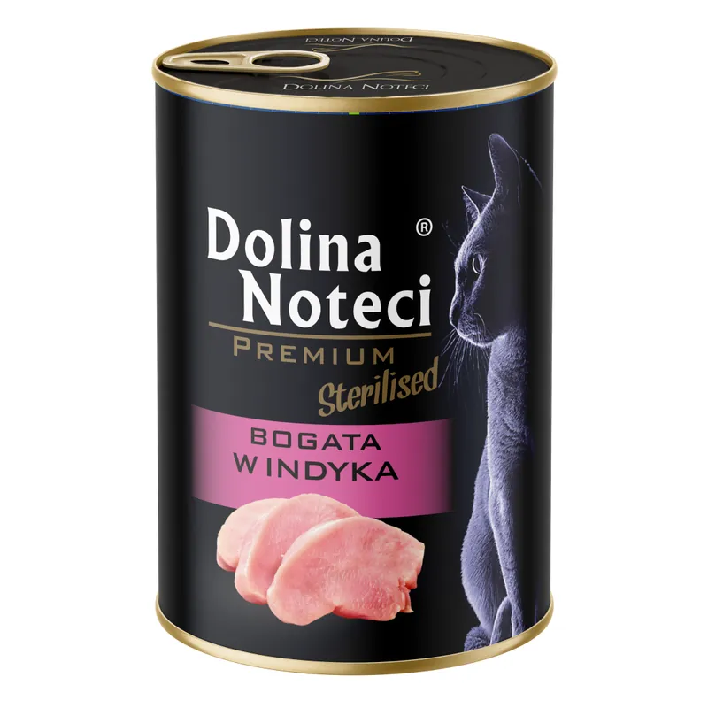 Niska cena Dolina Noteci Premium Sterilised 400g Mokra Karma Dla Kota Po Sterylizacji Bogata w Indyka