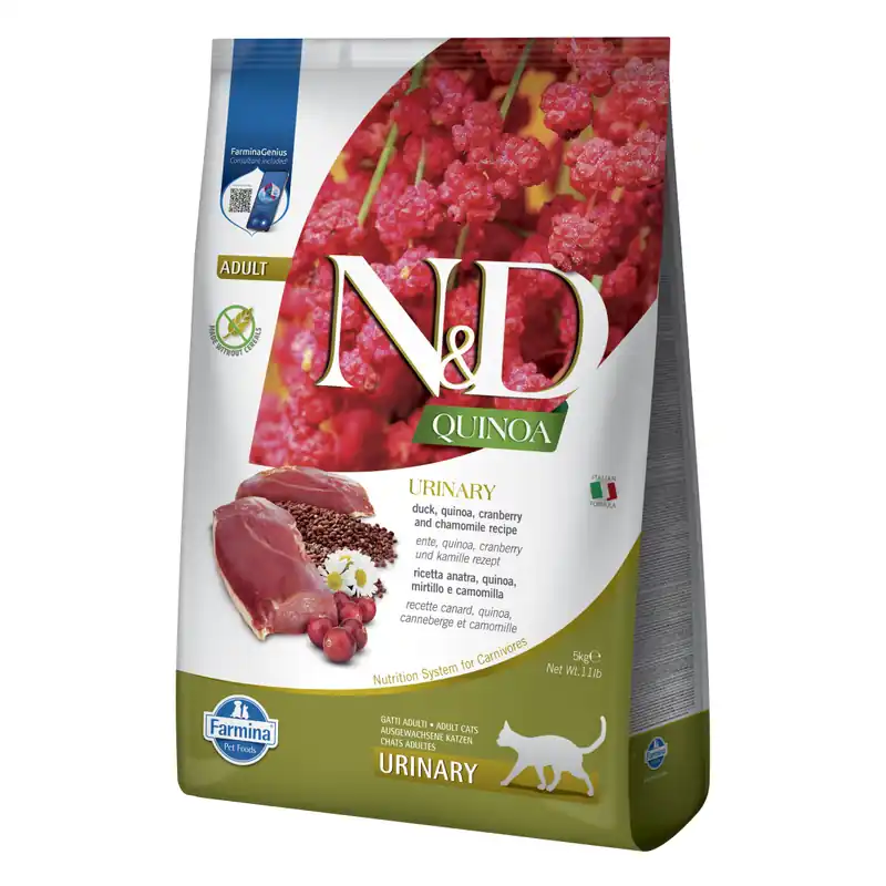 Ograniczona ilość Farmina N&D Cat Quinoa Urinary Duck 5kg Sucha Karma z Kaczką Dla Kota Wsparcie Zdrowia Dróg Moczowych