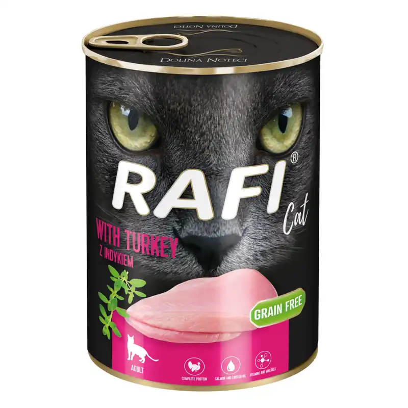 Mokra Karma dla Kota Rafi Cat Adult z Indykiem Puszka 400 g Dostępne od ręki