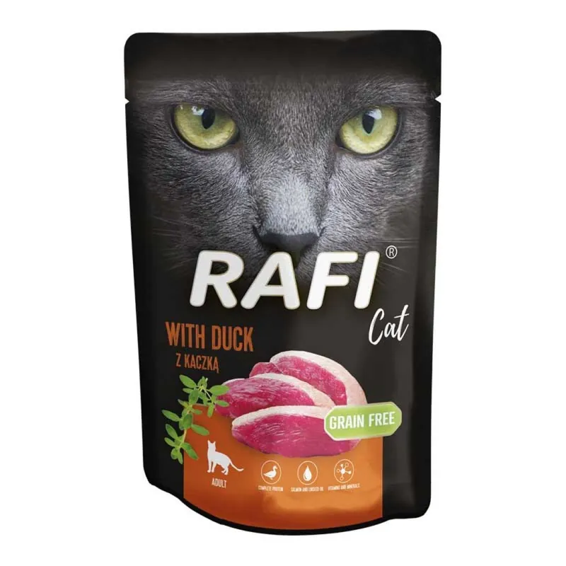 Wyjątkowa oferta Mokra Karma dla Kota Rafi Cat Adult z Kaczką Saszetka 100g