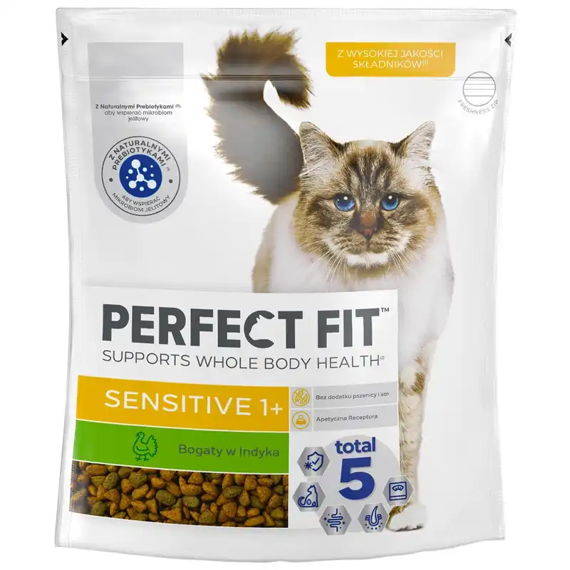 Perfect Fit Sensitive 1+ z Indykiem 750g Sucha Karma Dla Kotów z Wrażliwym Układem Pokarmowym Wybór klientów