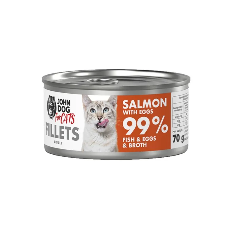John Dog for Cats Mokra Karma Dla Dorosłych Kotów Łosoś Z Jajkiem 70g Bezpieczne zakupy