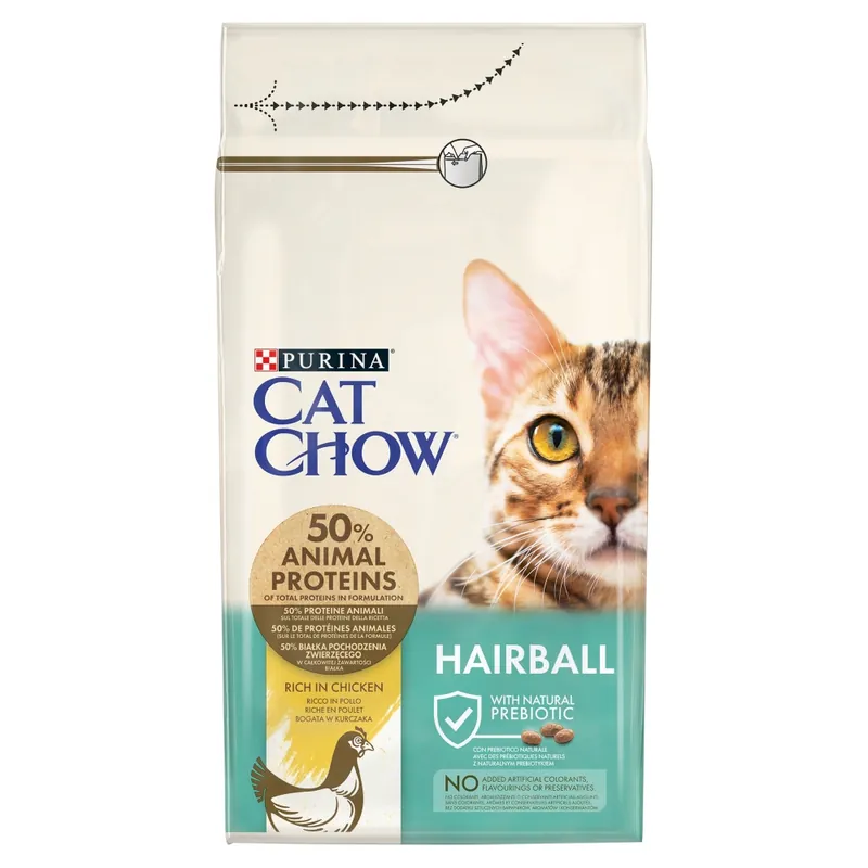 Popularny Purina Cat Chow Hairball Sucha Karma Dla Kota z Kurczakiem 1,5kg