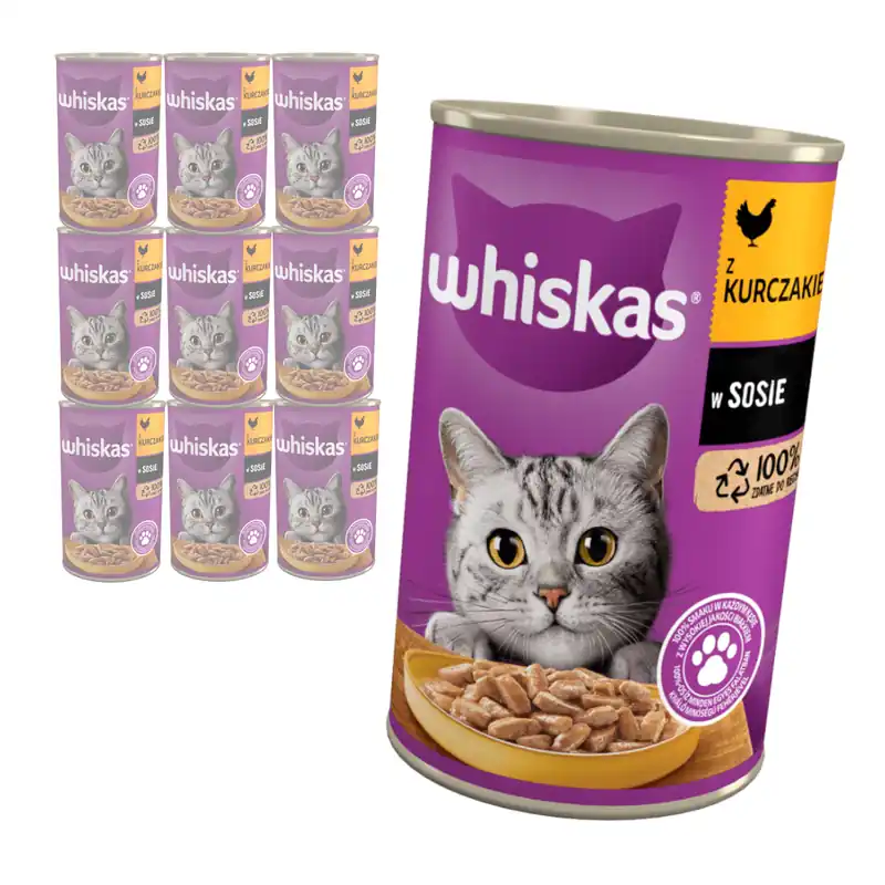 Whiskas Adult Puszka 10x400g Kurczak Mokra Karma W Sosie Dla Dorosłych Kotów Premium