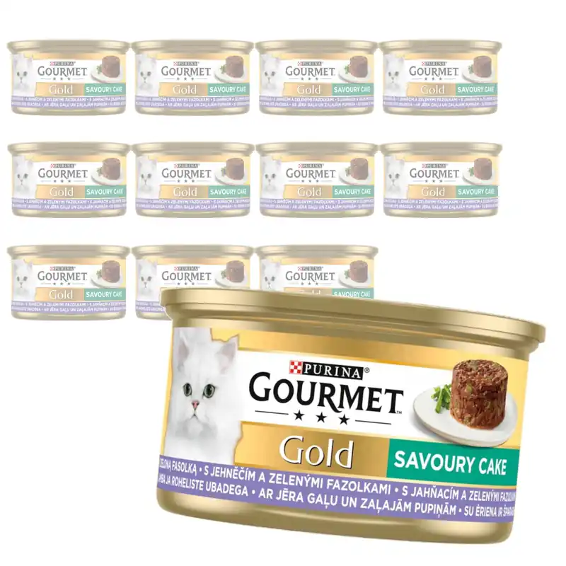 Bestseller Purina Gourmet Gold z Jagnięciną i Zieloną Fasolką 12x85g Mokra Karma Dla Kota Savoury Cake