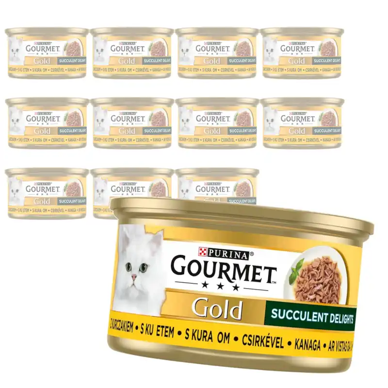 Hit sprzedaży Purina Gourmet Gold z Kurczakiem 12x85g Mokra Karma Dla Kota Succulent Delights
