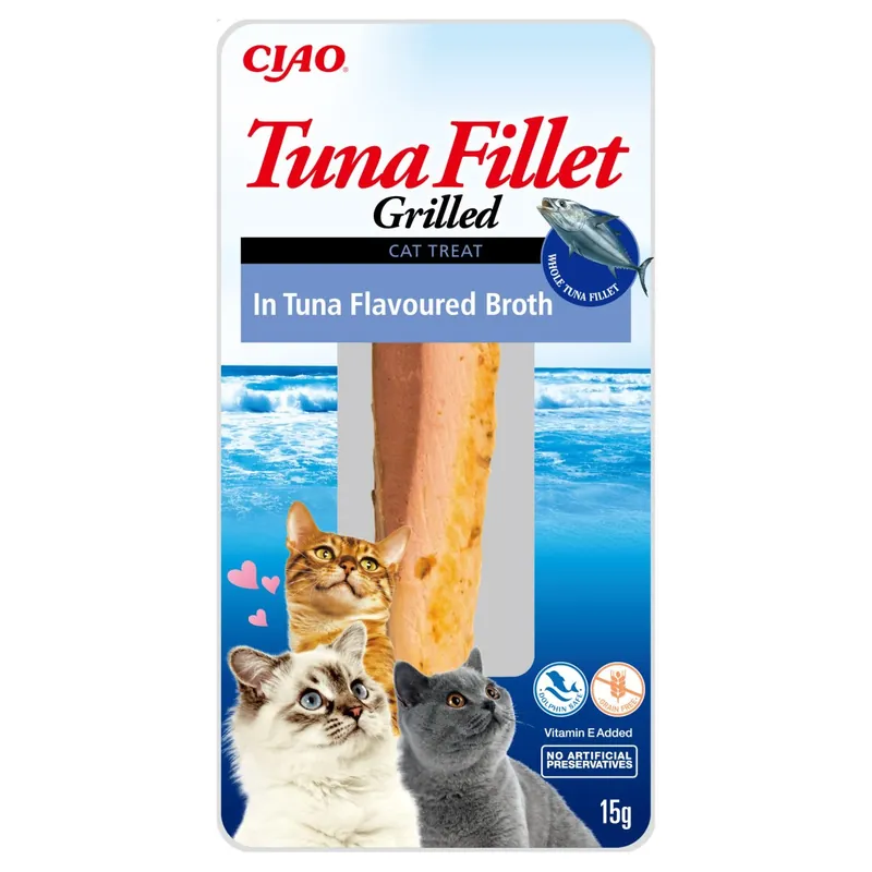 Oferta limitowana Inaba Ciao In Tuna Flavoured Broth 15g Naturalny Przysmak Dla Kota Grilowany Filet z Tuńczyka