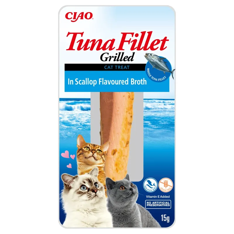 Nie przegap Inaba Ciao In Scallop Broth 15g Naturalny Przysmak Dla Kota Grilowany Filet z Tuńczyka W Bulionie Z Przegrzebków