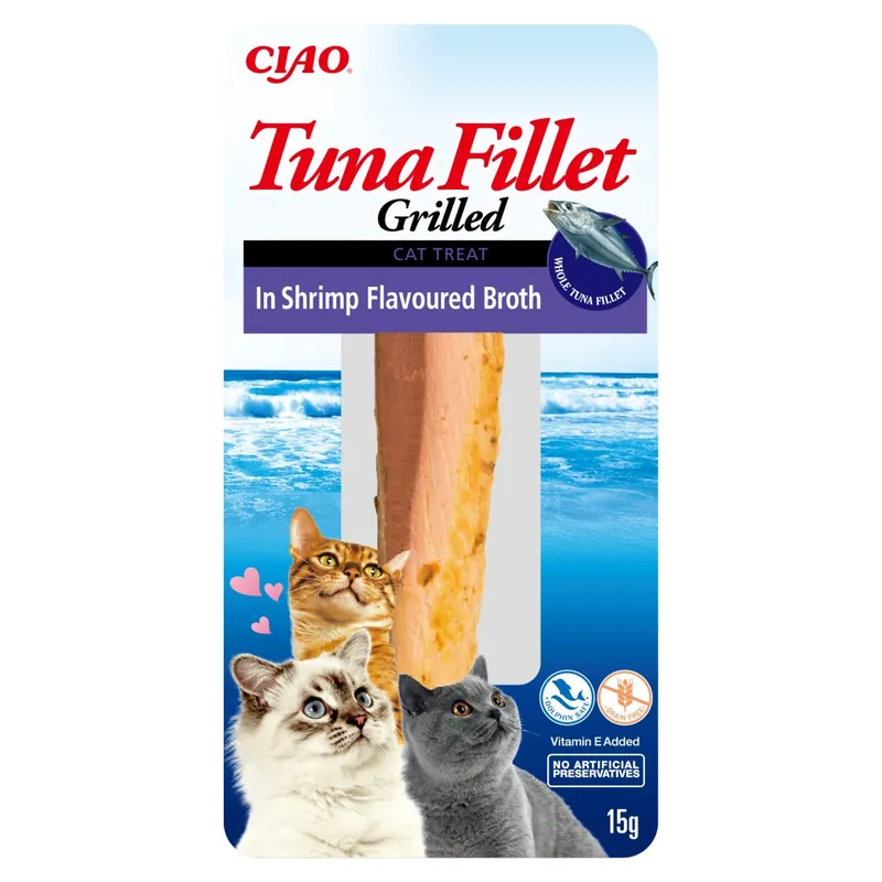 Inaba Ciao In Shrimp Broth 15g Naturalny Przysmak Dla Kota Grilowany Filet Z Tuńczyka W Bulionie Z Krewetek Darmowy zwrot