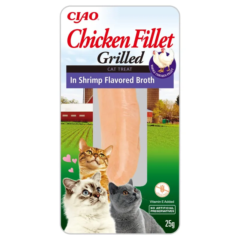 Inaba Ciao In Shrimp Broth 25g Naturalny Przysmak Dla Kota Grilowany Filet Z Kurczaka W Bulionie Z Krewetek Dostępne od ręki