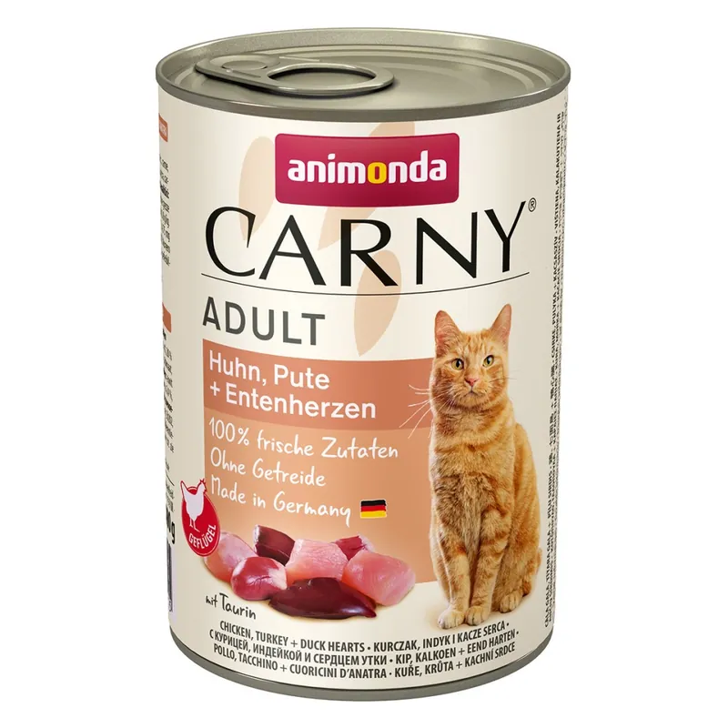 Animonda Carny Adult 400g Mokra Karma Dla Kota z Kurczakiem Indykiem i Kaczymi Sercami Obniżka ceny